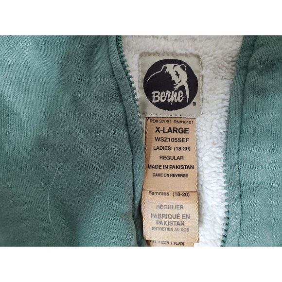 Berne Ladies X-Large Green Sherpa-Lined Zip-Up Hoodie - Picture 3 of 11